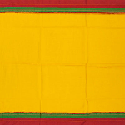 Yellow Woven Bengal Cotton Saree With Red Border