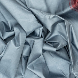 Grey Handloom Kanchipuram Korvai Silk Saree With Ganga Jamuna border