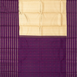 Cream Handloom Kanchipuram Korvai Silk Saree With Chevron Motifs
