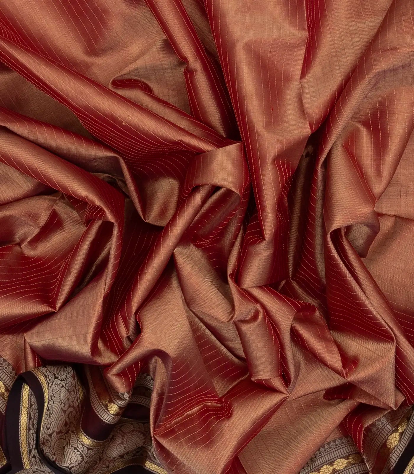 Dusty Pink Tissue Handloom Silk Cotton Saree With Zari Stripes