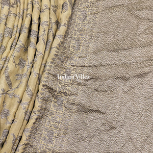 Light Olive Green Banarasi Khaddi Georgette Saree