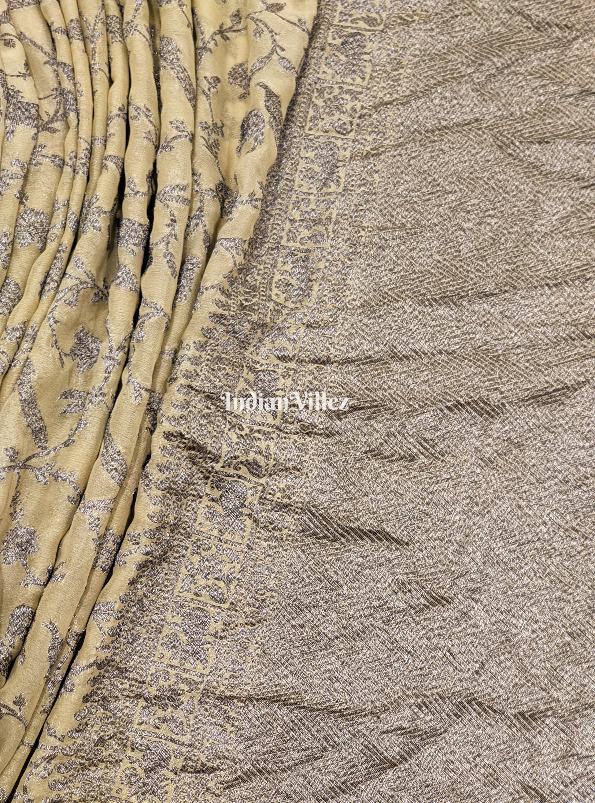 Light Olive Green Banarasi Khaddi Georgette Saree