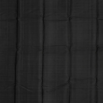 Black Handloom Kanchi Cotton Saree With Dotted Stripes