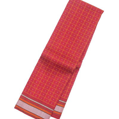 Crimson Handloom Kanchipuram Silk Saree With Checks