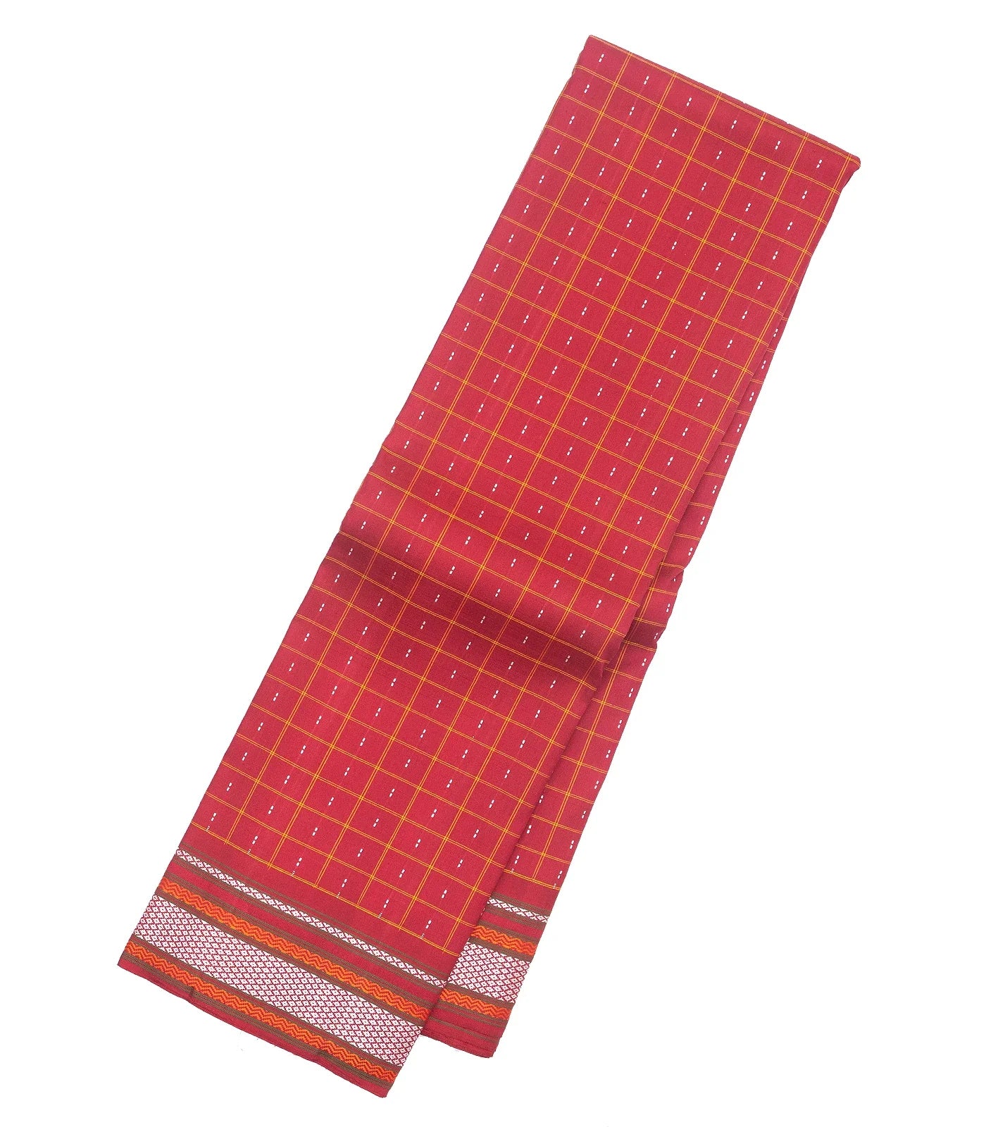 Crimson Handloom Kanchipuram Silk Saree With Checks