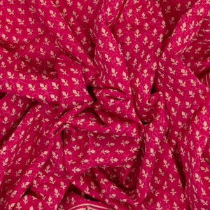 Pink Woven Jaipur Cotton Saree With Printed Floral Motifs