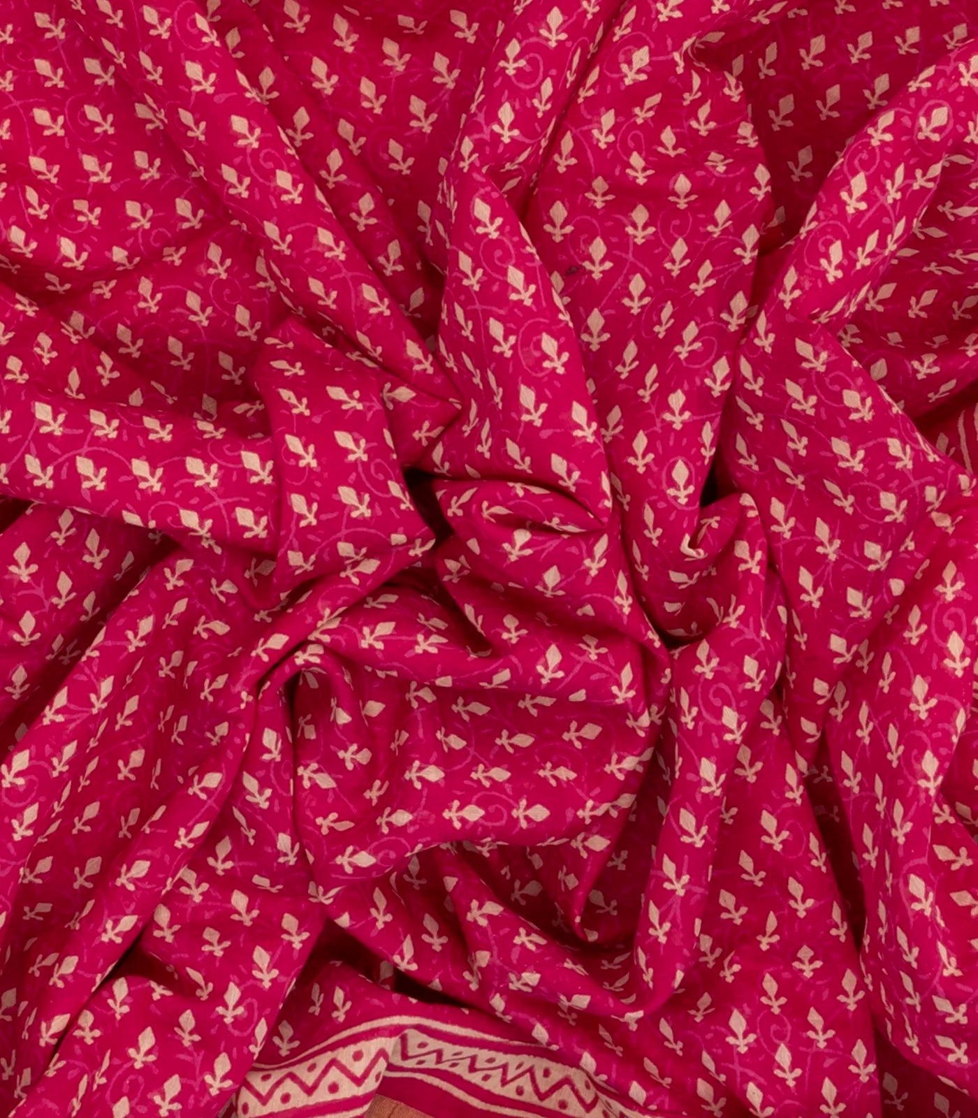 Pink Woven Jaipur Cotton Saree With Printed Floral Motifs