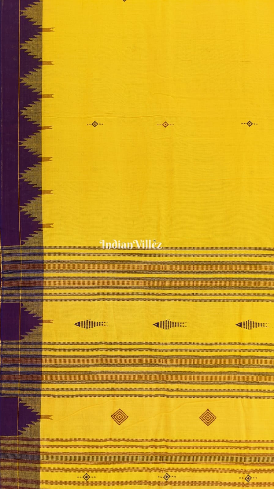 Yellow Odisha Handloom Natural Dye Kotpad Cotton Saree