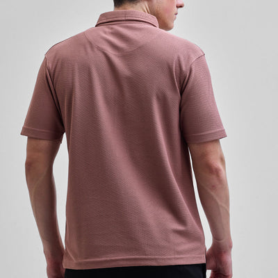 Mauve Textured Polo T-Shirt