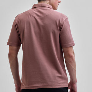 Mauve Textured Polo T-Shirt