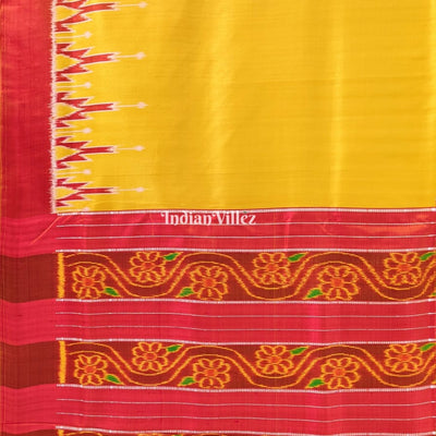 Lemon Yellow Odisha Ikat Designer Contemporary Silk Saree