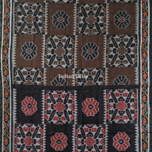 Cofee Black Maniabandha Odisha Ikat Cotton Saree
