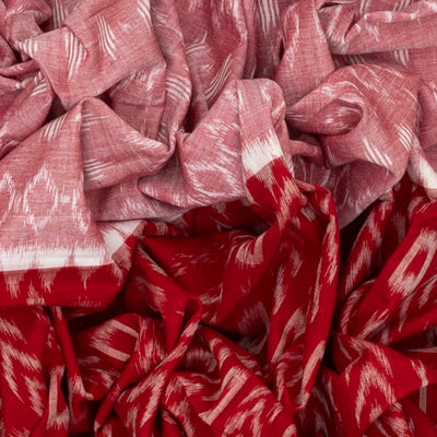 Red & Pink Handwoven Orissa Cotton Saree With Tie & Dye Motifs