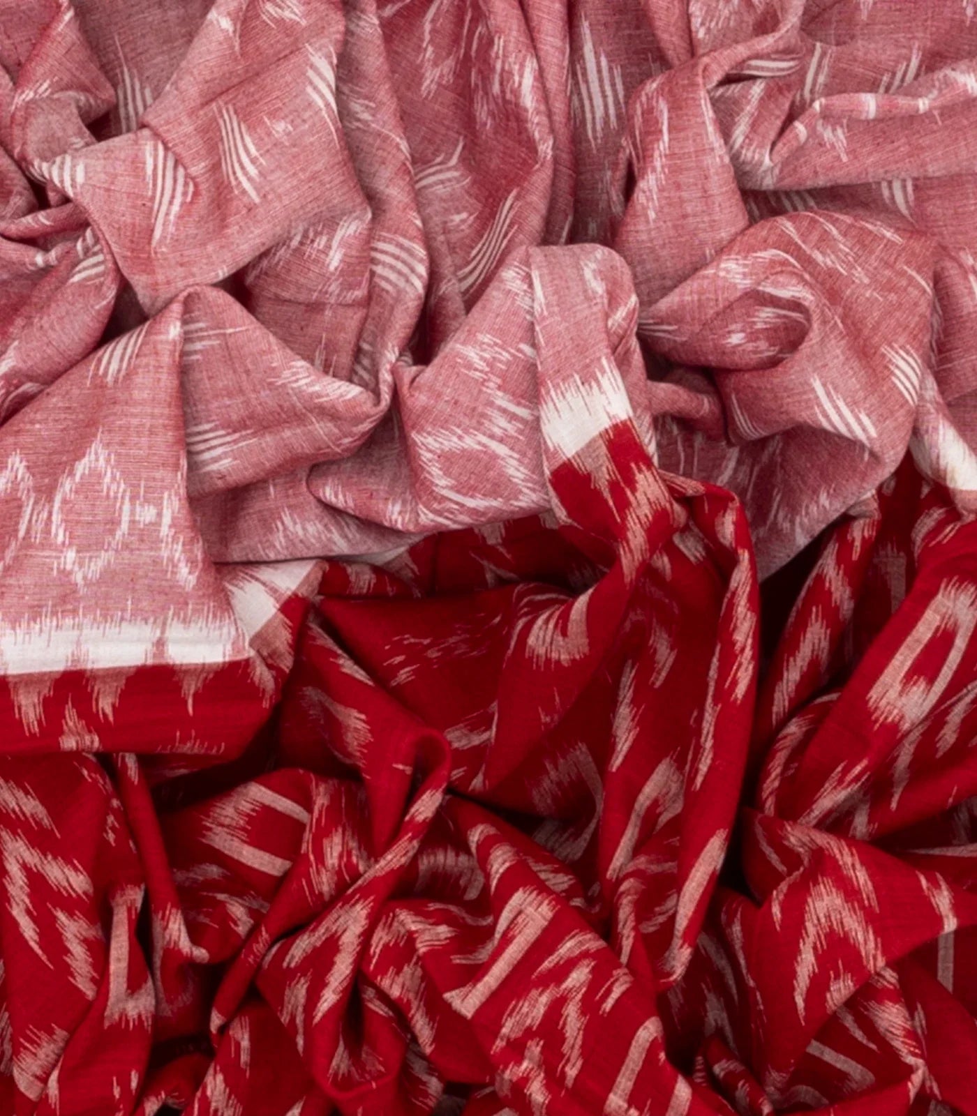 Red & Pink Handwoven Orissa Cotton Saree With Tie & Dye Motifs