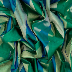 Sea Green Handloom Kanchipuram Silk Saree With Triangle Motifs