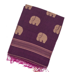 Magenta Handloom Bengal Cotton Saree With Horse Buttas