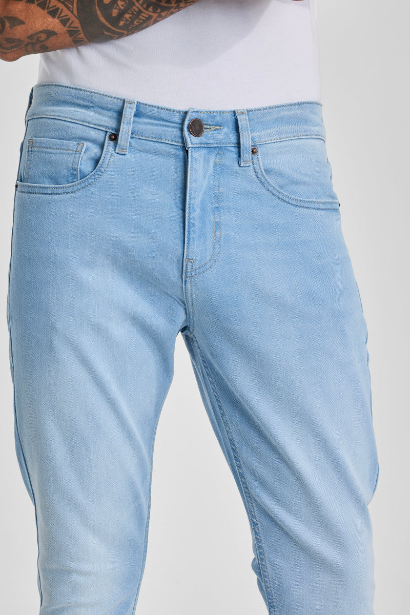 Light Blue Tapered Fit Jeans