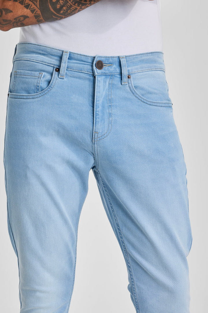 Light Blue Tapered Fit Jeans