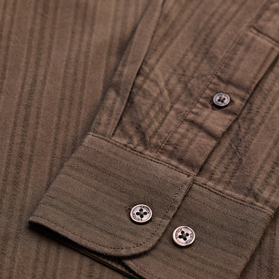 Brown Slim Fit Stripes Shirt