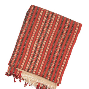 Beige Handloom Bengal Cotton Saree With Contrast Border