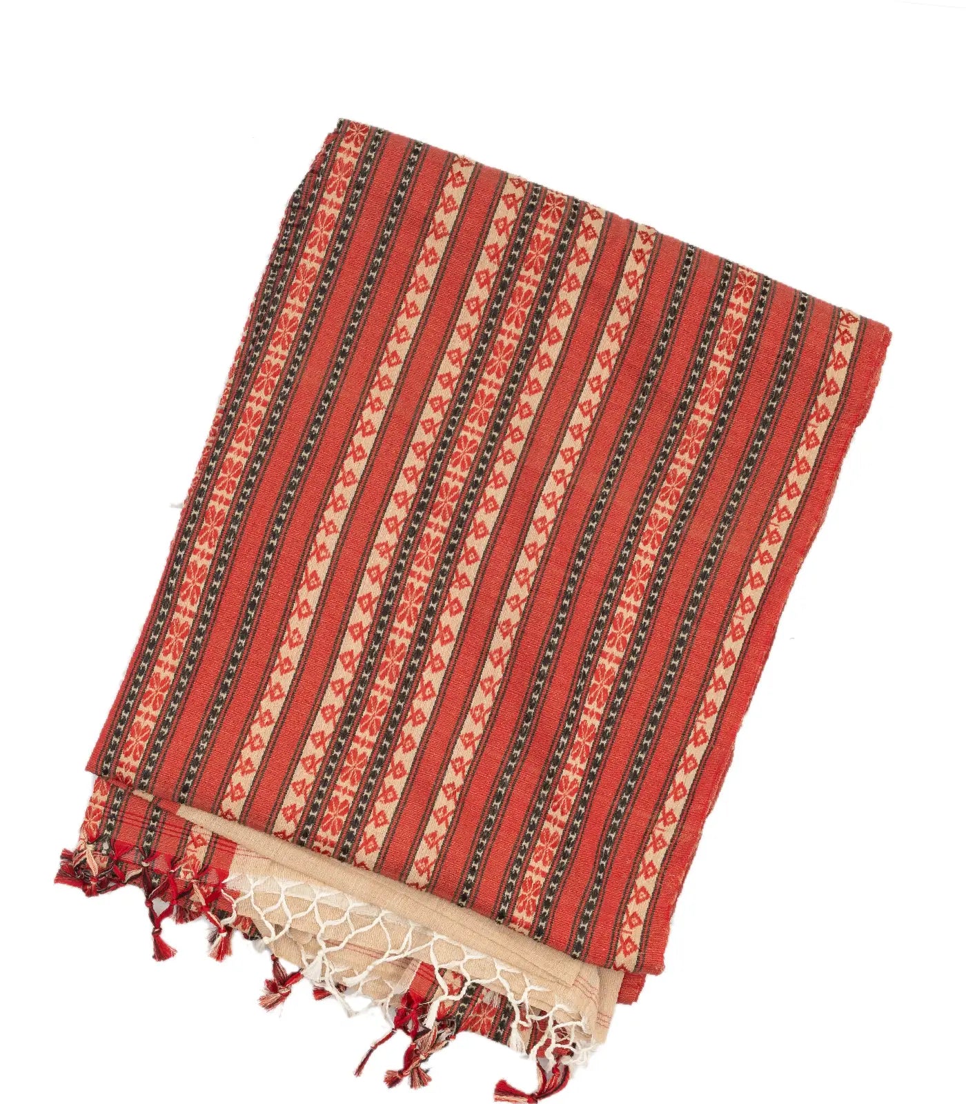 Beige Handloom Bengal Cotton Saree With Contrast Border