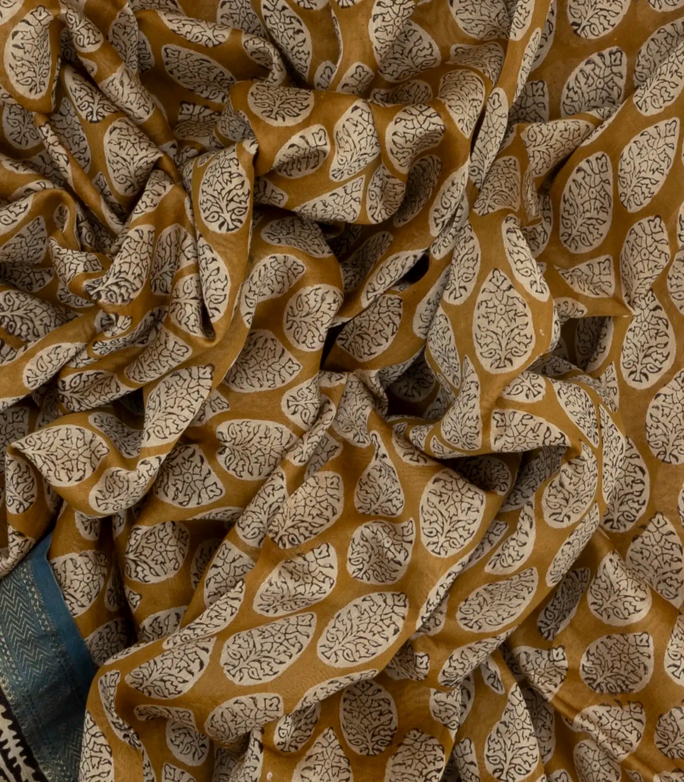 Beige Handloom Chanderi Cotton Saree With Printed Floral Motifs