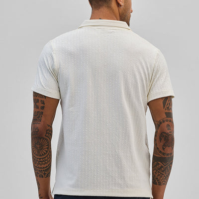 White Textured Cuban T-Shirt