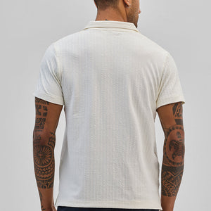 White Textured Cuban T-Shirt