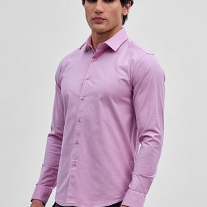Pink Stretchable Slim Fit Shirt