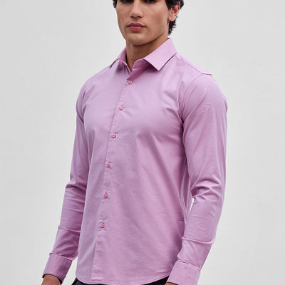 Pink Stretchable Slim Fit Shirt