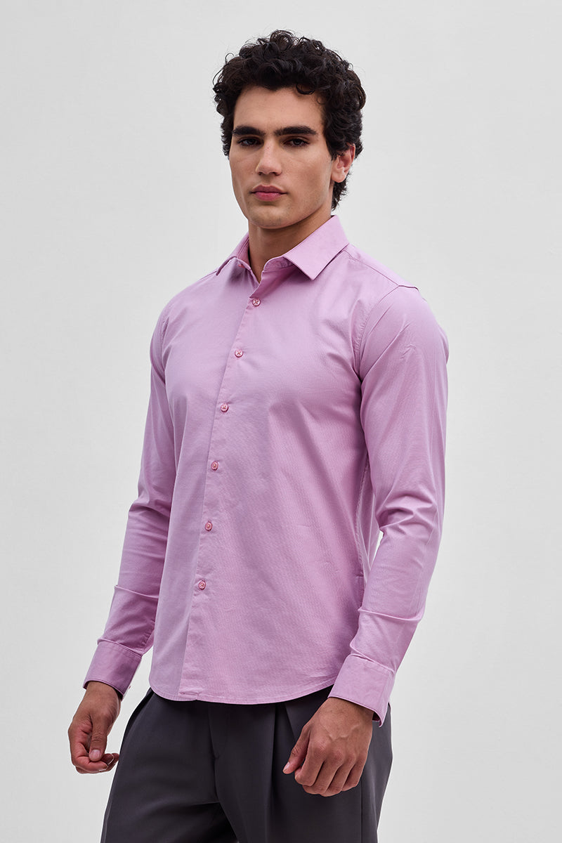 Pink Stretchable Slim Fit Shirt