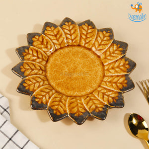 Sunflower Shaped Handmade Ceramic Plate