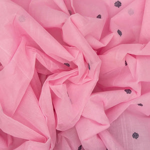 Baby Pink Bengal Cotton Saree With Kamalam Motifs