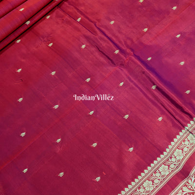 Red Violet Dual Tone Floral Katan Silk Banarasi Saree