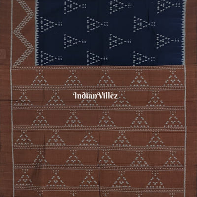 Blue Jhoti Sambalpuri Ikat Cotton Saree with Blouse Piece