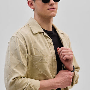 Beige Geometric Overshirt
