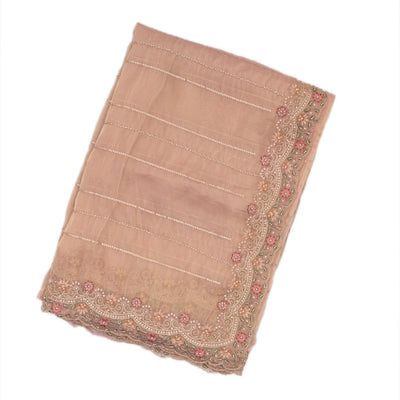 Light Peach Woven Viscose Saree With Embroidered Motifs