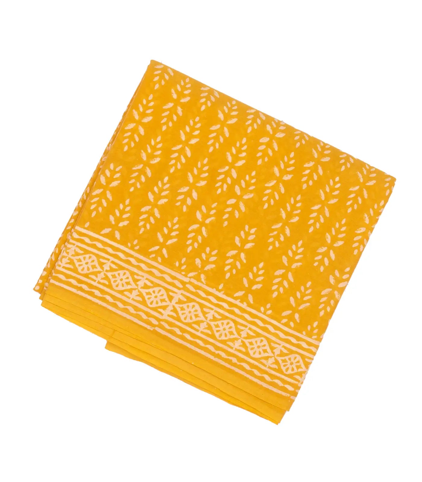 Mustard Woven Jaipur Cotton Saree Printed With Flower Motifs