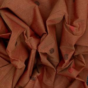 Brown Handloom Kanchi Cotton Saree With Annam & Diamond Buttas