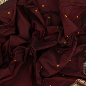 Maroon Handwoven Orissa Cotton Saree With Rudraksham Motifs