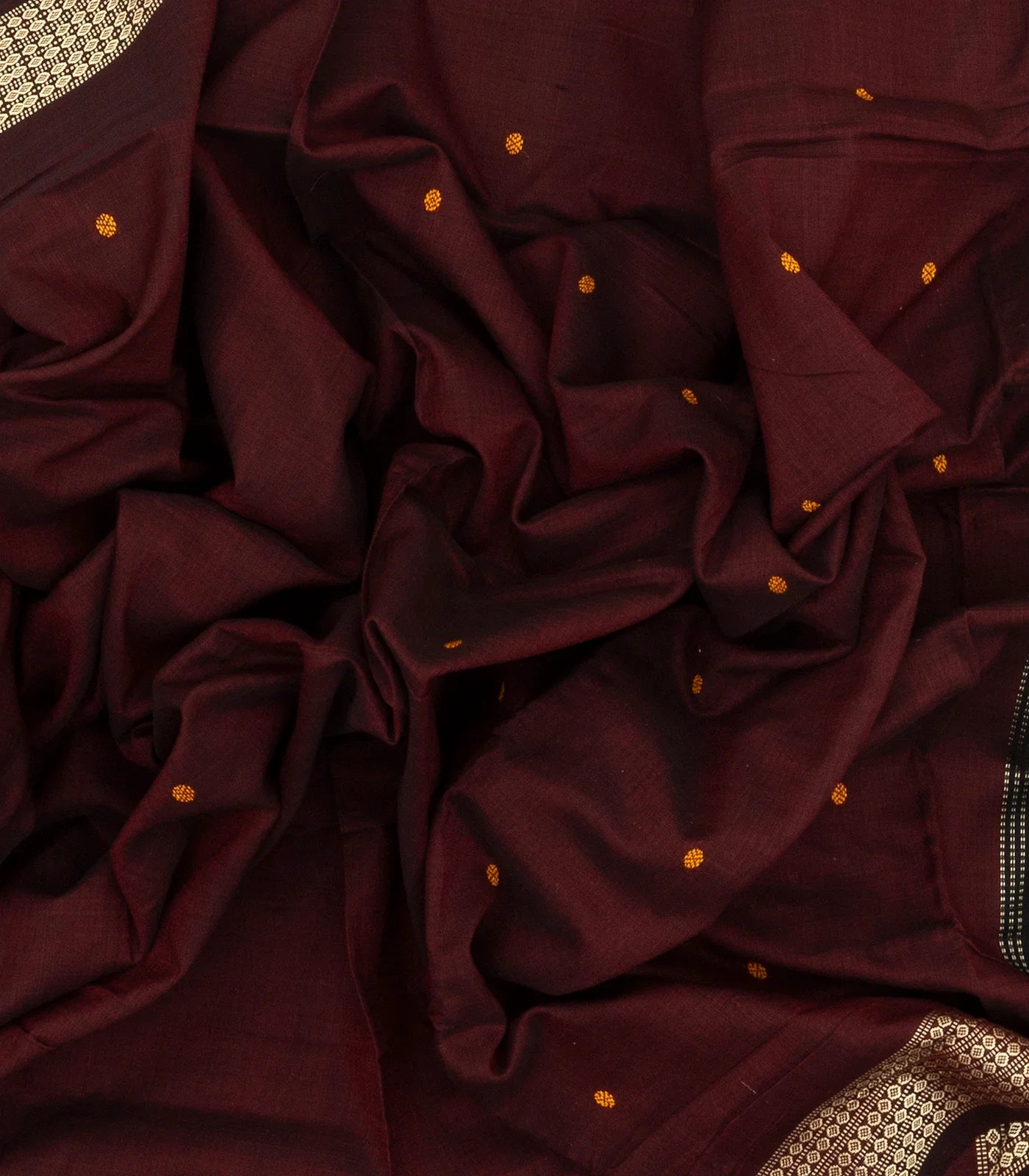 Maroon Handwoven Orissa Cotton Saree With Rudraksham Motifs