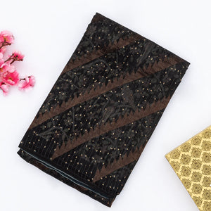 Sandal Handloom Tussar Silk Saree Printed With Floral Motifs