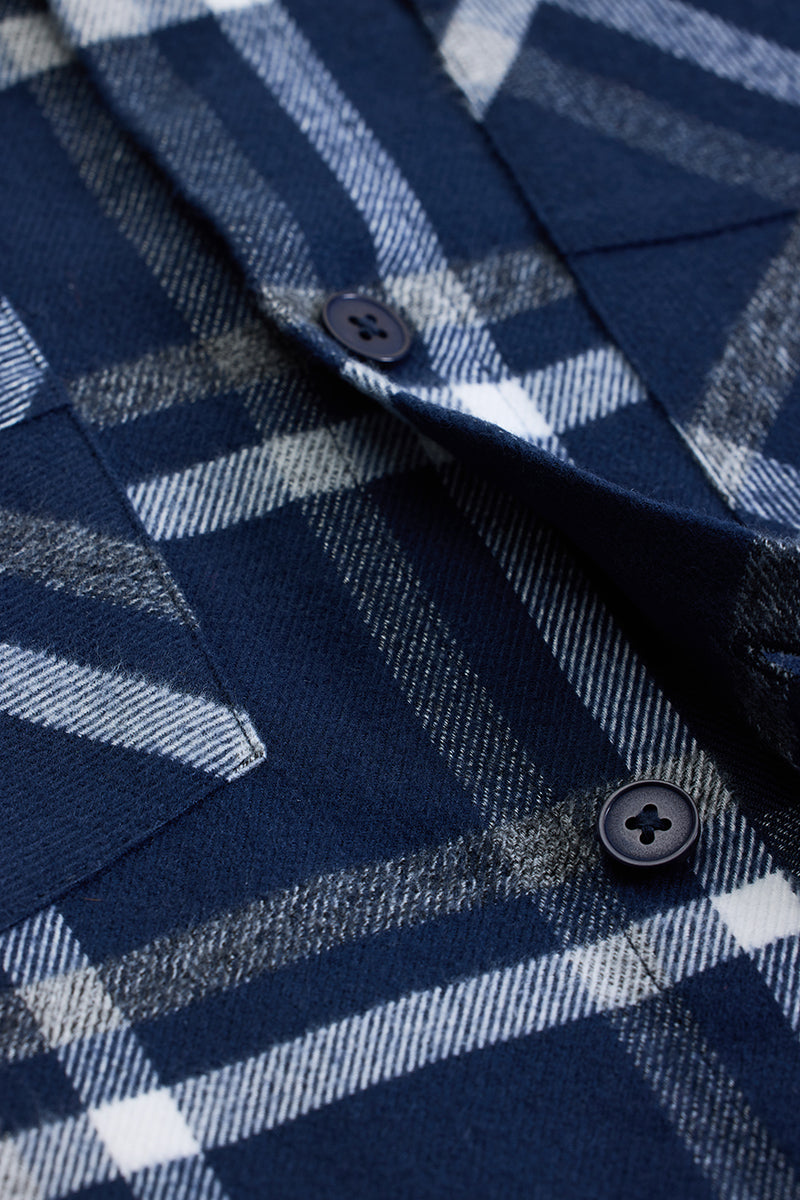Navy Checks Relaxed Fit Overshirt