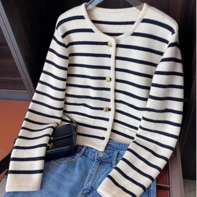 Marietta Striped Woolen Cardigan
