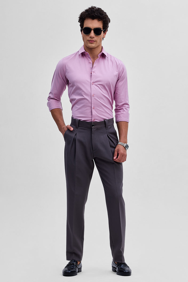Pink Stretchable Slim Fit Shirt