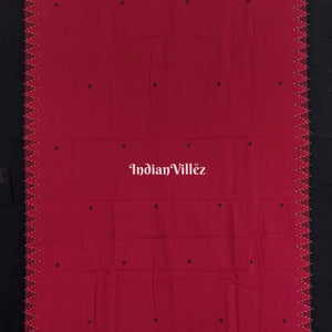 Maroon Black Natural Dyed Kotpad Cotton Saree