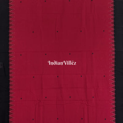 Maroon Black Natural Dyed Kotpad Cotton Saree