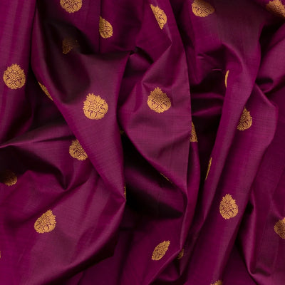 Magenta Handloom Kanchipuram Silk Saree With Floral Buttas
