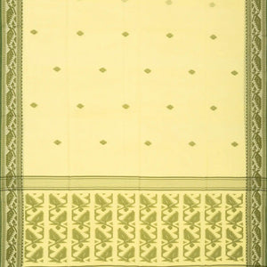 Yellow Handloom Bengal Cotton Saree With Floral Buttas