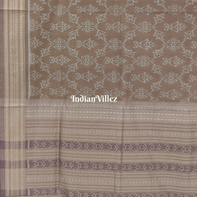 Tortilla Brown Sambalpuri Ikat Natural Dyed Silk Saree